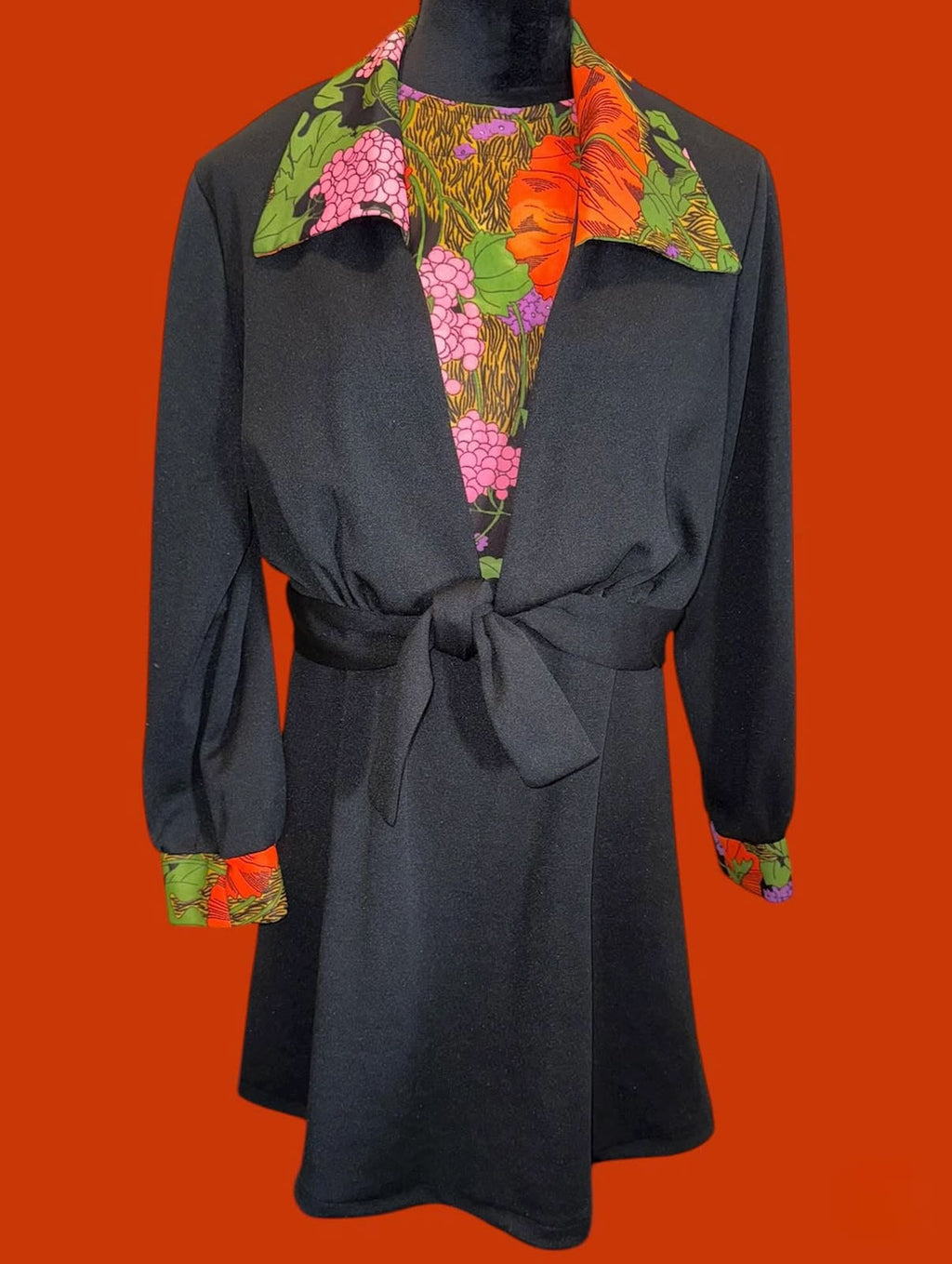 70's two piece dress set - red