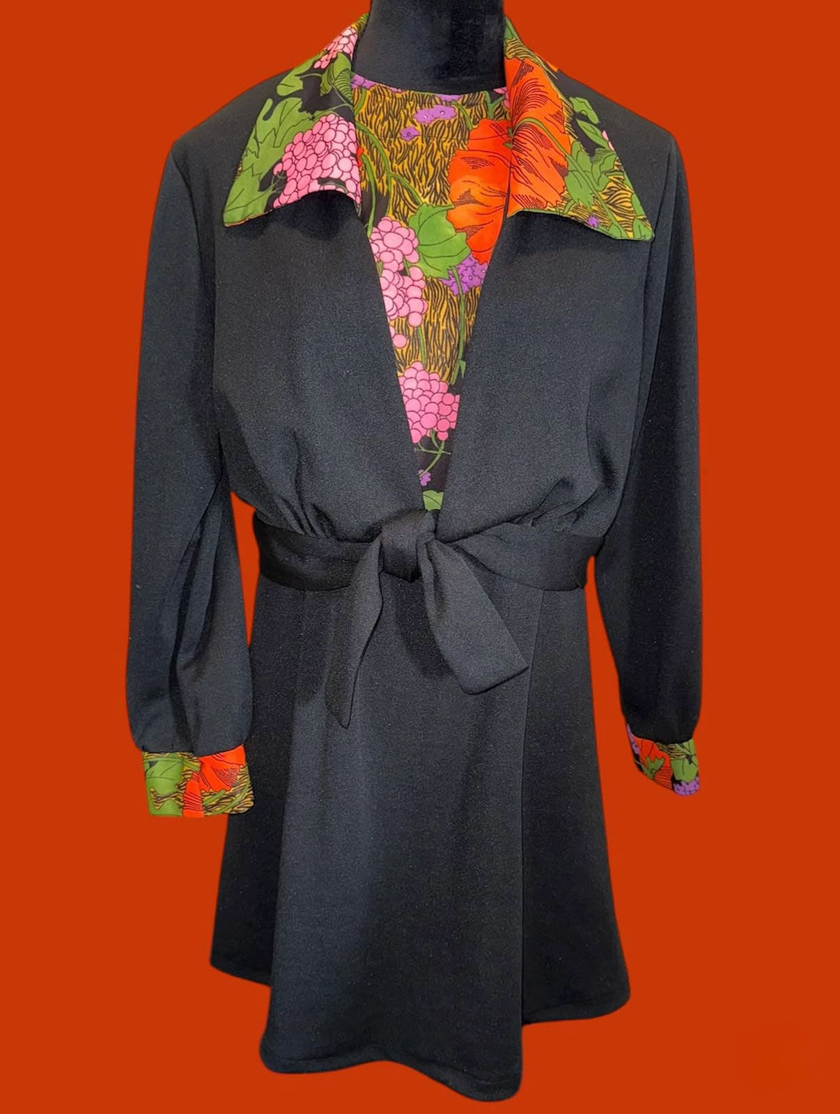 70's two piece dress set - red